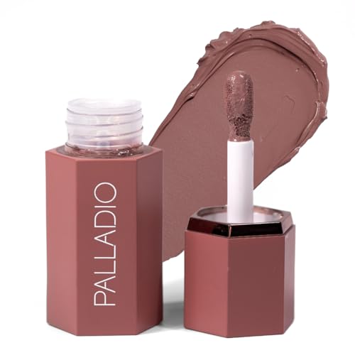 Palladio Liquid Blush - Buildable Cream Formula with Vitamin E & Green Tea, Dusty Rose - 2-in-1