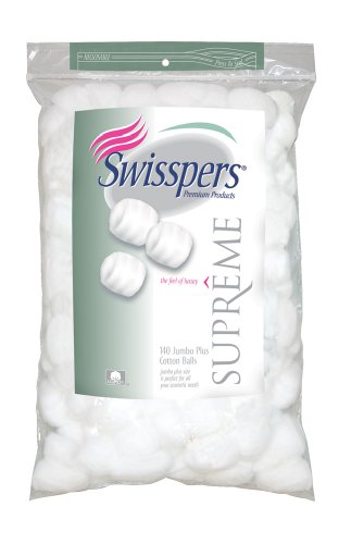 Swisspers Supreme Jumbo Cotton Balls - Hypoallergenic, Soft & Absorbent - 140 Count (24 Pack)