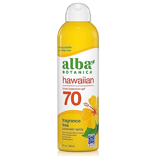 Alba Botanica Sunscreen Spray - Broad Spectrum SPF 70, Water Resistant, Hawaiian Coconut - 5oz