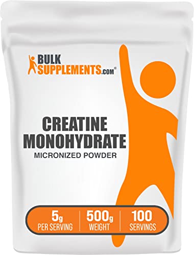 BulkSupplements Creatine Monohydrate Powder - 5g Per Serving, Micronized & Gluten Free - 500g