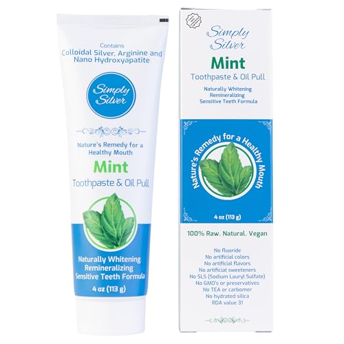 Simply Silver Toothpaste - Remineralizing, Reduces Sensitivity, Natural Ingredients - 4 oz Mint