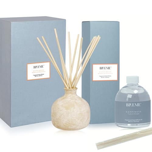 BLUEME Aromatherapy Diffuser & Oil Refill - Yuzu & Ginger, Handmade Ceramic, 16.91 Fl Oz