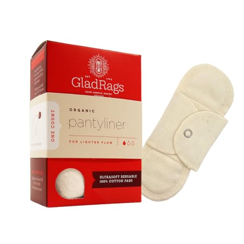 GladRags Organic Cotton Panty Liners - GOTS Certified, Washable, Light Flow Protection - 1-Pack