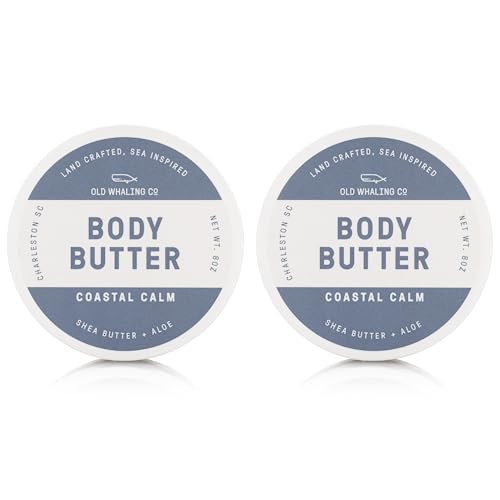 Old Whaling Co Body Butter 2 Pack - Hydrating Shea & Aloe, Coastal Calm Scent - 8oz Jars