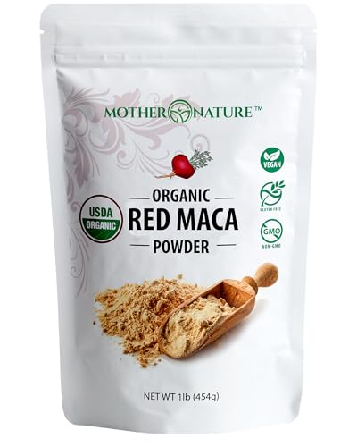 Organic Red Maca Root Powder - Boost Energy & Hormone Balance, Raw Vegan, Non-GMO - 1lb