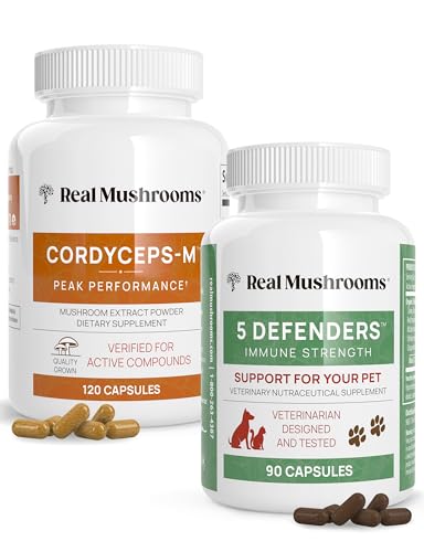 Real Mushrooms Cordyceps & 5 Defenders Bundle - Energy, Vitality, Immune Support - 120ct & 90ct