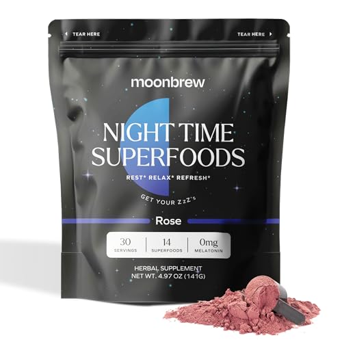 MoonBrew Magnesium Sleep Tea - Natural Sleep Aid with 14 Superfoods, Vegan, Keto - 30 Servings