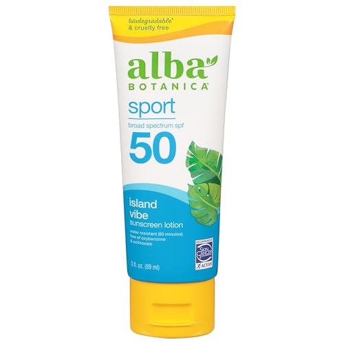 Alba Botanica Sunscreen Lotion - Broad Spectrum SPF 50, Water Resistant, 100% Vegetarian - 3 oz