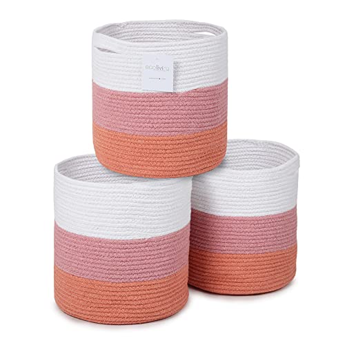 Eco Living Recycled Cotton Storage Basket - Stylish Organizer for Home, Set of 3, 11 Inch