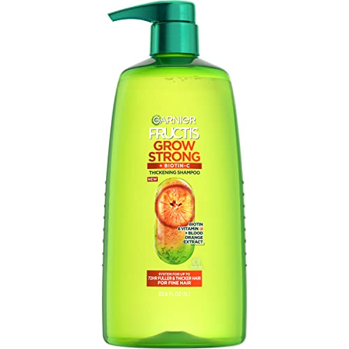 Garnier Fructis Thickening Shampoo - Adds Body & Strength, Biotin & Vitamin C - 33.8 Fl Oz