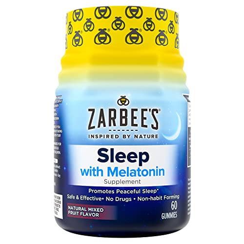 Zarbee's Melatonin Gummies - Promotes Peaceful Sleep, Natural Fruit Flavor - 60 Count, 3mg