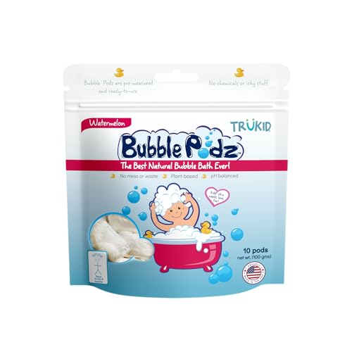 TruKid Bubble Podz - Gentle Bath for Sensitive Skin, Watermelon Scent, 10 Single-Use Pods