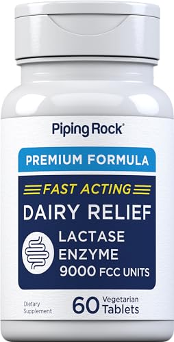 Piping Rock Digestive Enzymes Supplement - Fast Relief for Dairy Digestion, Vegetarian - 60 Tablets