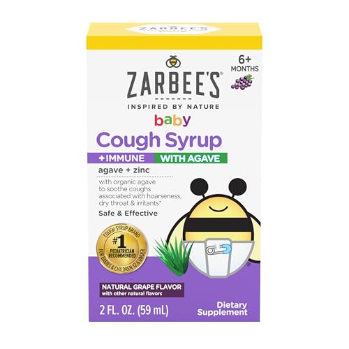 Zarbee's Baby Cough Syrup - Soothes Dry Throat, Organic Agave & Zinc, Natural Grape - 2oz