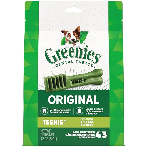 Greenies Original Teenie Dog Treats - Natural Dental Care, Vitamins & Minerals - 12oz, 43 Treats