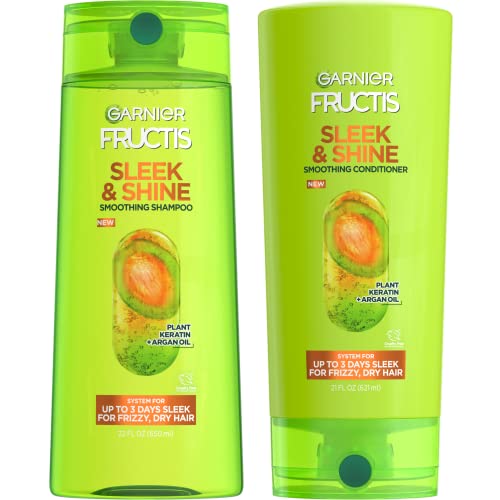 Garnier Fructis Sleek & Shine Shampoo & Conditioner Set - Frizz Control, Paraben Free - 22oz & 21oz