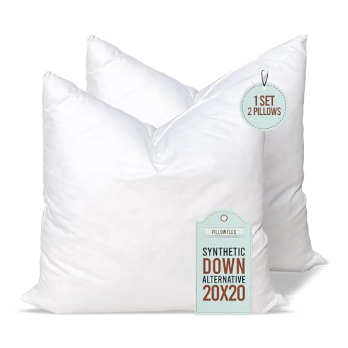 Pony Pillows Synthetic Down Alternative Pillow Inserts - Allergy-Free, Soft Comfort - 20x20 Set of 2