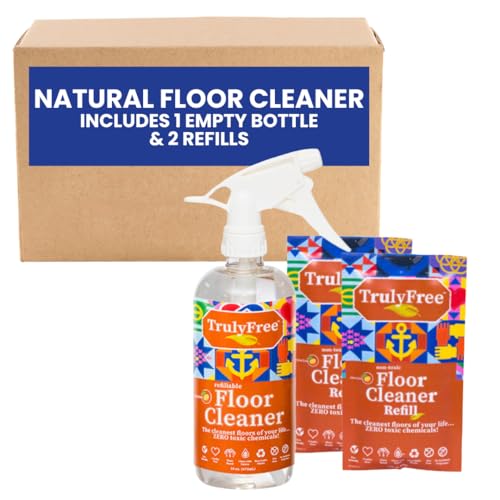 Truly Free Floor Cleaner Kit - Plant-Based, Multi-Surface Solution, Unscented - 16oz + 2x3oz Refills