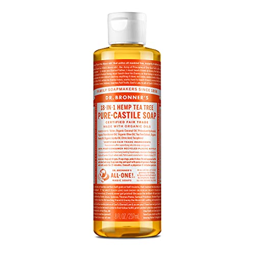 Dr. Bronner's Body Soap - Organic Oils for Acne-Prone Skin, Vegan, 8oz Concentrated Liquid