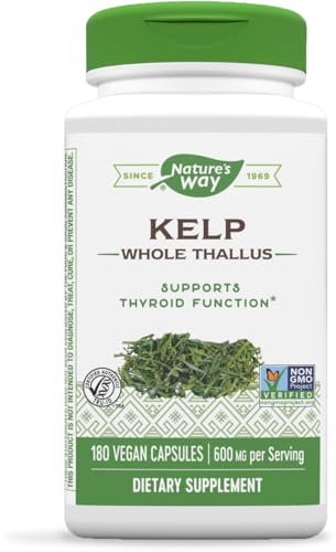 Nature's Way Kelp Dietary Supplement - Supports Thyroid Health, Vegan & Non-GMO - 180 Capsules