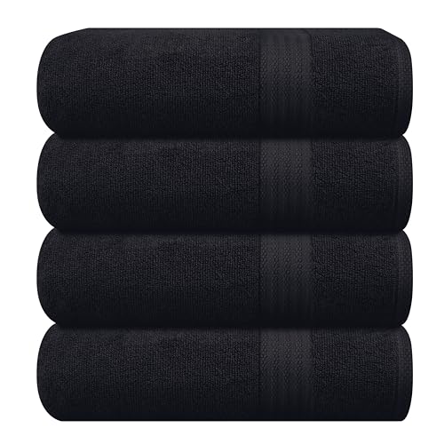 GLAMBURG Premium Cotton Bath Towel Set - Ultra Soft, Highly Absorbent, 100% Natural - 4 Towels 27x54