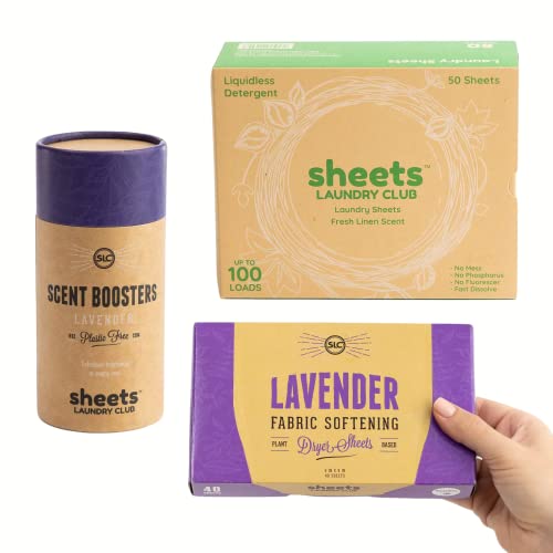 Sheets Laundry Club - Hypoallergenic Detergent Sheets, Fresh Linen Scent - 50 Loads, 8oz