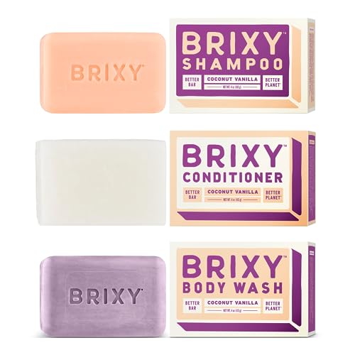 BRIXY Shampoo & Conditioner Bar Set - Oil Control, pH Balanced, Vegan - 3 Bars