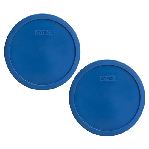 Pyrex Round Plastic Lid Set - BPA-Free, Stain Resistant, Microwave Safe - 2 Pack, Lake Blue