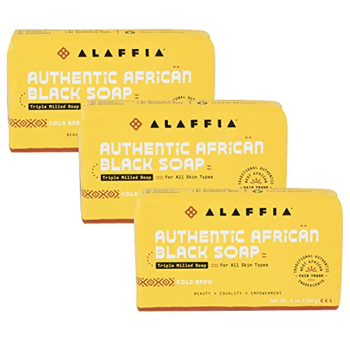 Alaffia Authentic African Black Soap Set - Detoxifying, Ultra-Moisturizing, Cold Brew - 5oz, 3 Pack