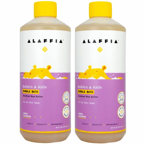 Alaffia Kids Bubble Bath - Gentle, Vegan Formula with Long-Lasting Bubbles, Lemon Lavender - 16oz