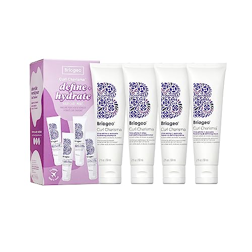 Briogeo Hair Care Set - Hydrates & Defines Waves, Curls, Coils, Vegan - 4 x 2 fl oz Travel Kit