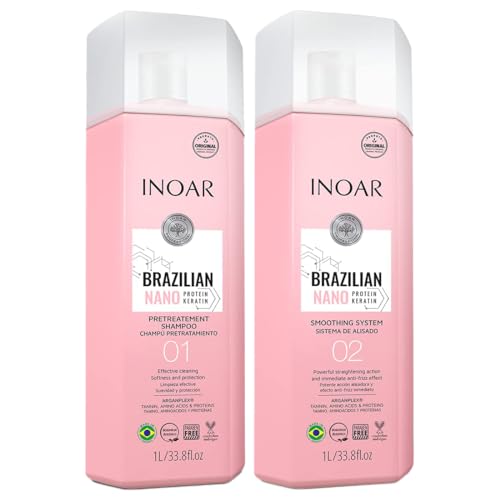 INOAR Shampoo & Conditioner Set - Anti-Frizz, Heat Protection, Vegan - 1L Duo for Treated Hair