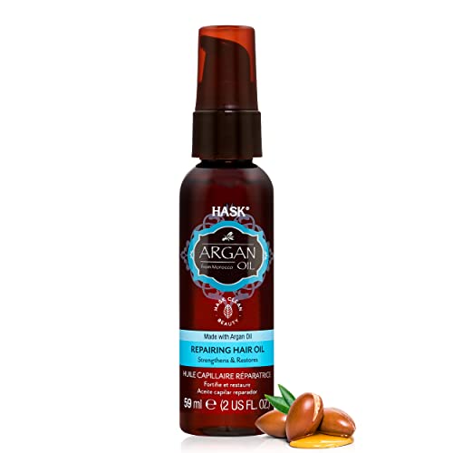 HASK ARGAN Hair Oil - Restores Shine & Softness, Vegan, Color Safe, Gluten-Free - 2 Oz