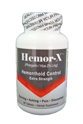 Hemor-X Natural Hemorrhoid Relief - Extra Strength, Soothes Itching & Burning - 90 Tablets