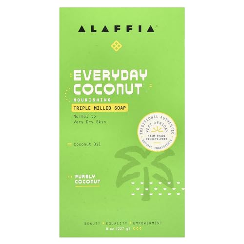 ALAFFIA Coconut Bar Soap - Hydrating Cleanser, Organic Ingredients, 8 oz