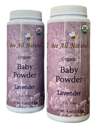 BEE All Natural Baby Powder - Soothes Chafed Skin, USDA Organic, Lavender Scent - 4oz