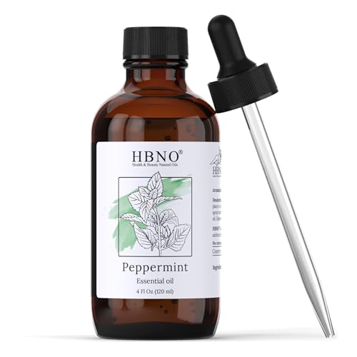 HBNO Peppermint Essential Oil - Refreshing Aroma for Hair & Aromatherapy, 4 fl oz