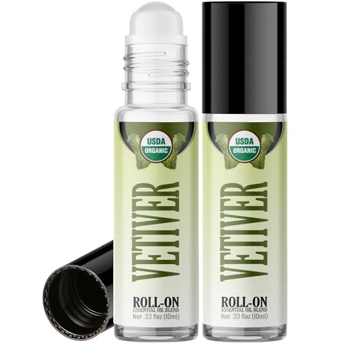 Healing Solutions Vetiver Roll-On Perfume Oil - Promotes Relaxation, USDA Certified - 2 Pack