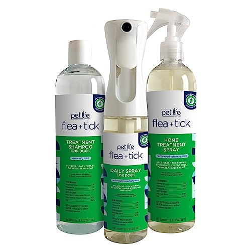 Pet Life Unlimited Pet Care Bundle - Natural Flea & Tick Kit, Plant-Based Ingredients - 3-Step