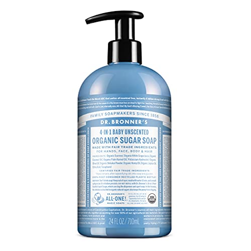 Dr. Bronner’s Organic Sugar Soap - Nourishing for Skin & Hair, Fair Trade Ingredients - 24oz