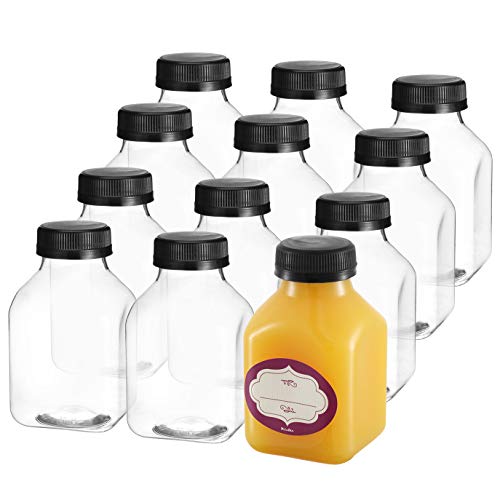 DilaBee Plastic Drink Bottles - BPA-Free, Leak-Proof, 12 Pack 8oz Clear Containers