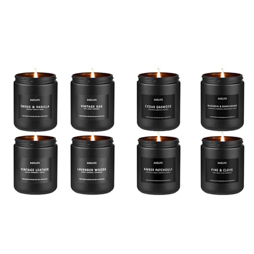 Men's Candle Set - Masculine Scents for Relaxation, Gift-Ready, 4 Pack in Black Jars