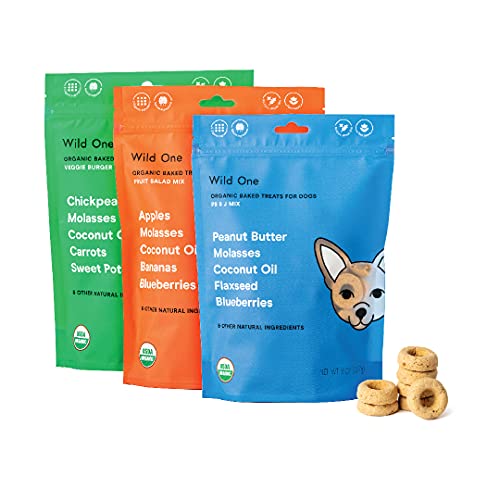 Wild One Dog Treats - Organic, Vegan, Crunchy Peanut Butter & Veggie Bites - 8oz Variety Pack