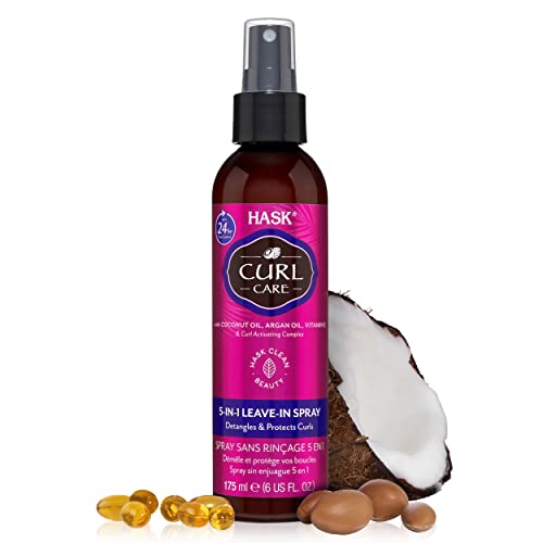 HASK CURL CARE Leave-In Conditioner - Detangles, Moisturizes & Protects - 5-in-1 Formula, 8oz