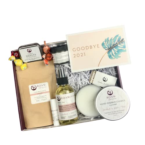 ROAM Homegrown Women's Spa Gift Set - Calming Lavender, Handmade Self-Care Essentials - 8 Pieces