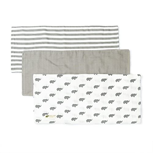 MONICA + ANDY Baby Burp Cloths - Organic Cotton, Absorbent & Soft, Unisex - 3 Pack, Grey