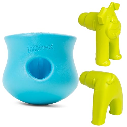 WEST PAW Zogoflex Dog Toy - Interactive Puzzle for Moderate Chewers, Non-Toxic, Aqua Blue - 2 Pack