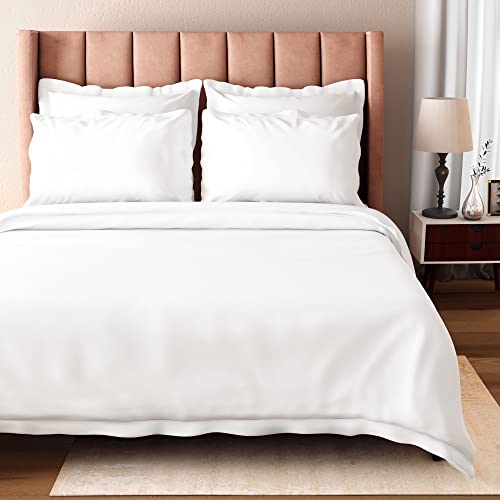 BIOWEAVES Organic Cotton King Duvet Cover Set - Soft, GOTS Certified, 300 TC, White - 3-Piece 104x90