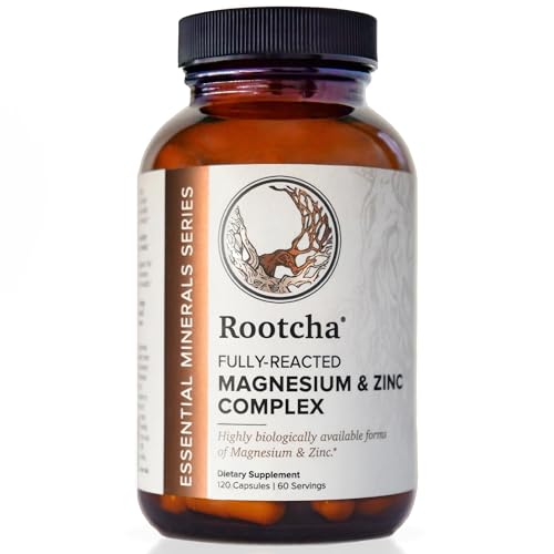 Rootcha Magnesium & Zinc Complex - Supports Sleep & Immune Health, Non-GMO, 120 Capsules