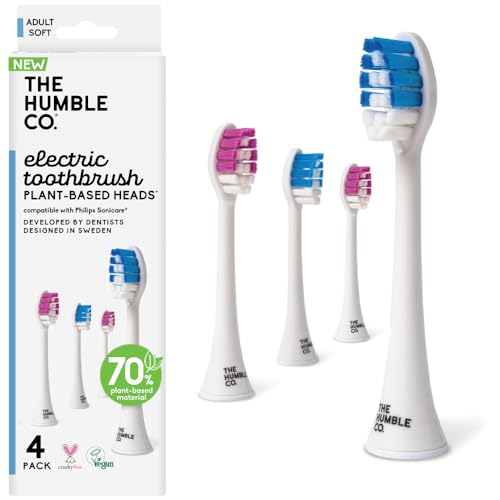 The Humble Co. Plant-Based Toothbrush Heads - Combat Plaque & Bad Breath, 4pk for Sonicare